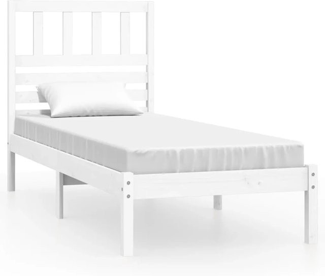 vidaXL Massivholzbett aus Kiefer in Weiß, Small Single, B/T: 75 x 190 cm - Bild 1