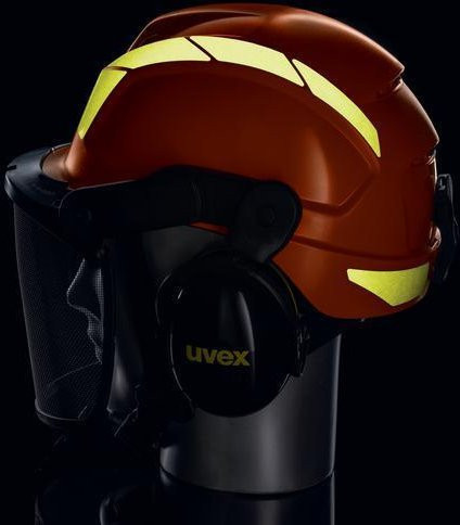 Uvex Sicherheitskopfschutz Forstschutzhelm aus HDPE in Schwarz und Orange - Bild 2