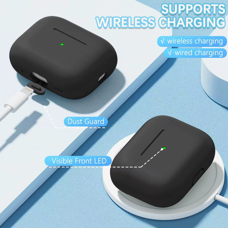 Schutzhülle für Apple AirPods Pro 3 in Schwarz oder Blau inklusive Reinigungsset und Trageband - Bild 3