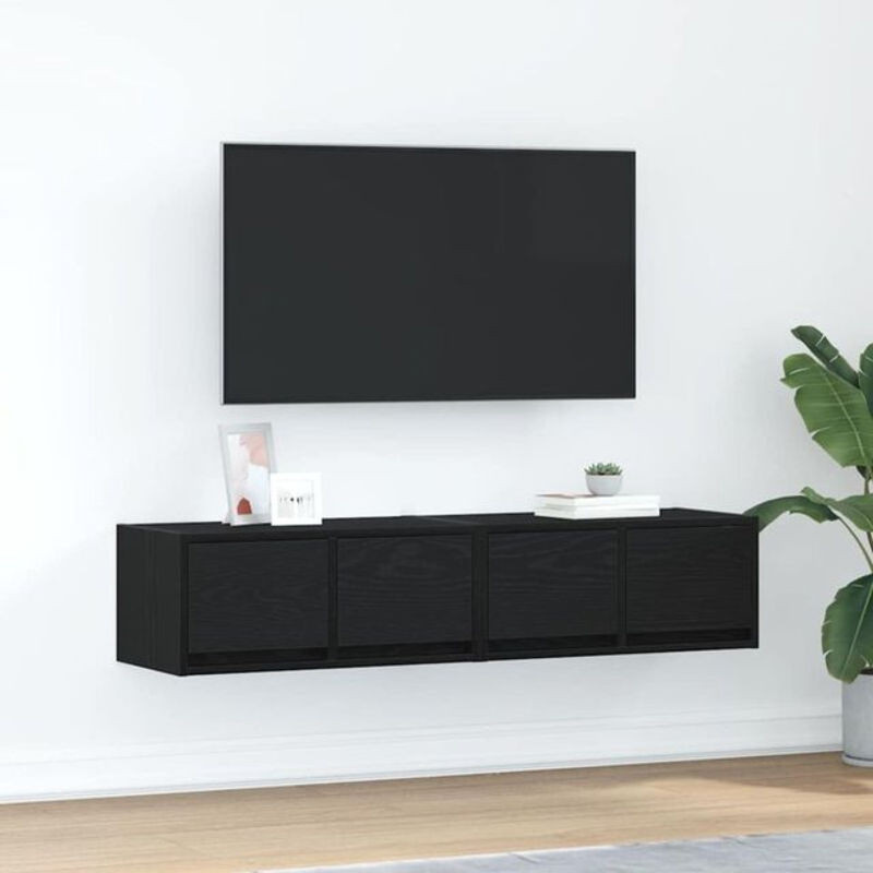 Vidaxl TV-Schränke Modern Schwarz Eichen-Optik 2er-Set B/T/H: 60 x 31 x 25,5 cm - Bild 1