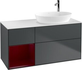 V&B Finion Waschtischunterschrank mit Wandbeleuchtung, Farbe: Grau lackiert, Breite: 120 cm, Tiefe: 50,1 cm, Höhe: 50,1 cm - Bild 1
