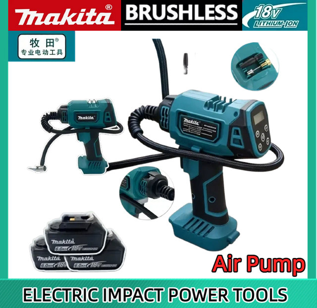 Makita Elektrische Luftpumpe Inflator als automatischer Luftkompressor für 18V Akku in Petrol - Bild 1