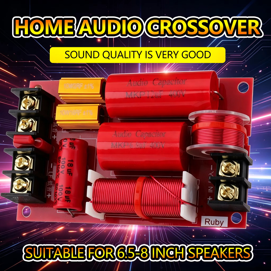 WMAT Hi-Fi 2-Wege-Frequenzweiche 250W Crossover-Netzwerk DIY-Kit für 6,5-8 Zoll Lautsprecher in Rot - Bild 2