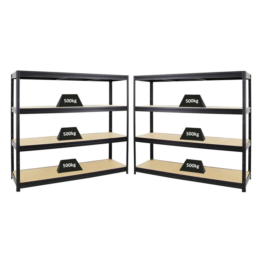 2x PROREGAL Dino Schwerlastregal Set Schwarz mit verstellbaren Fachböden aus MDF und Metall, H x B x T: 180 x 200 x 60 cm - Bild 2