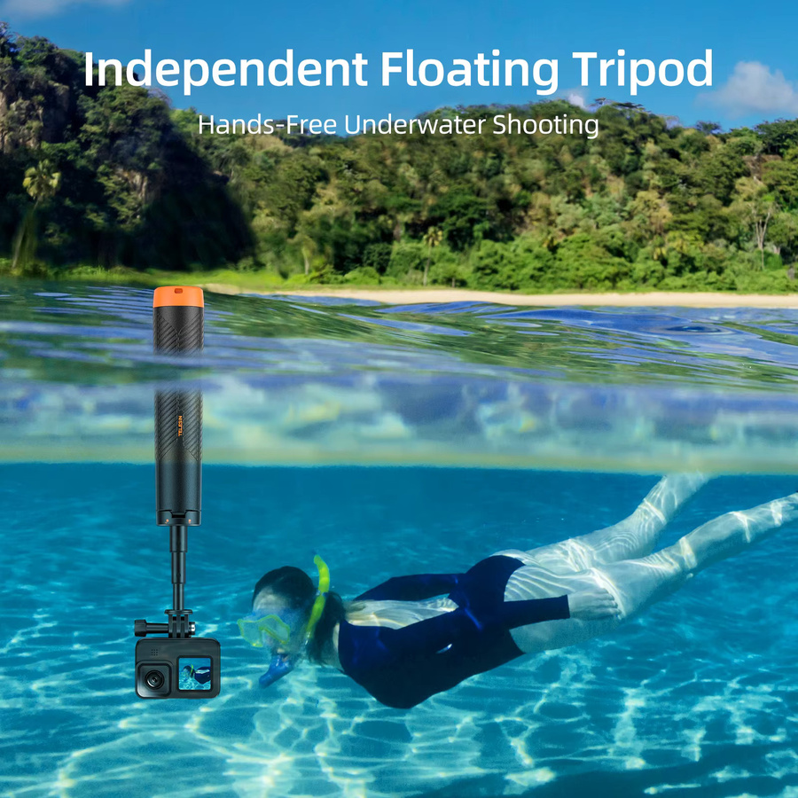 TELESIN 4-in-1 Selfie-Stick mit schwimmendem Handgriff und Stativ, wasserdichtes ausziehbares Selfie-Monopod in Schwarz für GoPro, DJI OSMO Action und Insta360 - Bild 3