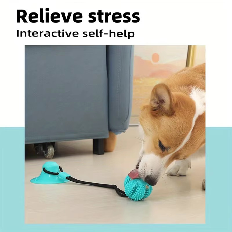 Interaktives Hundespielzeug mit Saugnapf, Ton- und Leckerliabgabe, Gummiball - Bild 2