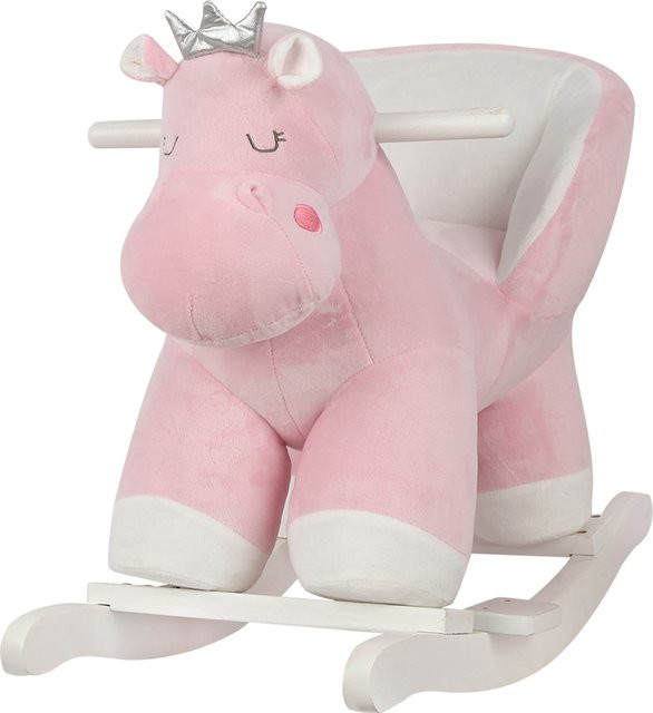Kikkaboo Hippo Schaukeltier Plüsch rosa mit Holzgriffen - Bild 1