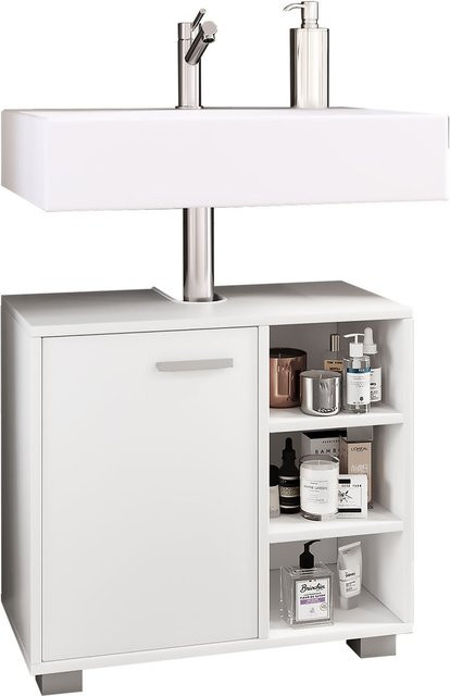 VCM Waschbeckenunterschrank Zalo in Weiß mit Türen und offenen Fächern, B/H/T: 60 x 55 x 30 cm - Bild 1