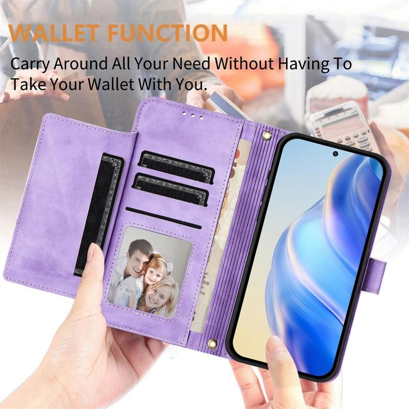 G.MING Leder-Handyhülle mit Lanyard und Geldbörse für Google Pixel 10 Pro XL 9 8 7 6 5, Karten-Flip-Abdeckung mit Reißverschluss in Schwarz, Rot, Blau, Grün, Braun oder Lila - Bild 1