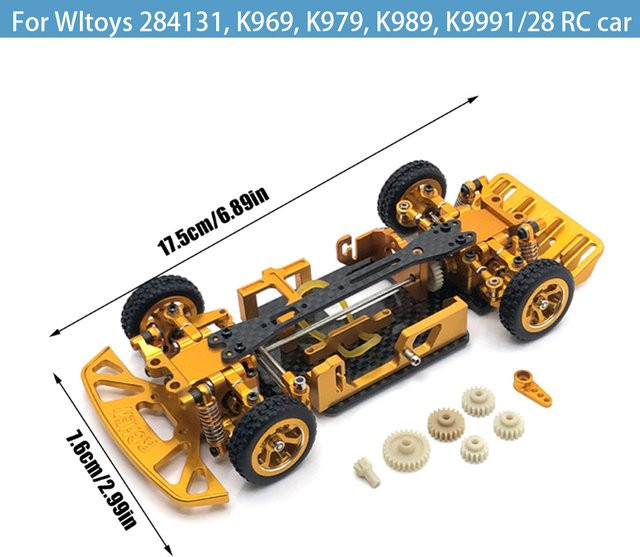 Wltoys Metall-Carrosserie-Chassis-Rahmenset, 1:28, Carbon Faser, Blau, Zubehör - Bild 1