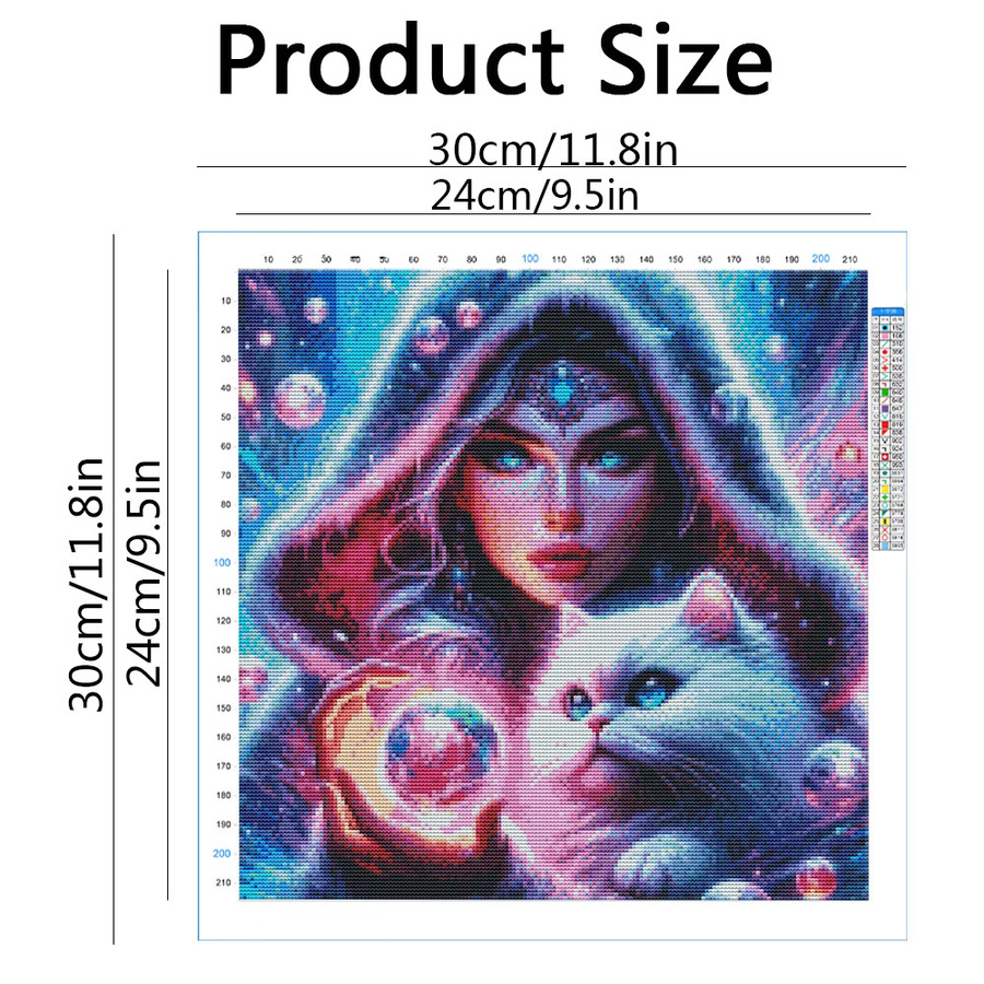 Evershine Kreuzstich Set Mädchen Porträt mit Katze 11CT DIY Stickerei Kit in Multicolour - Bild 2