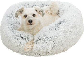Trixie Hunde-Bett Harvey rund aus Mikrofaser in Weiß/Schwarz mit abnehmbarem Bezug, Durchmesser: 80 cm - Bild 1