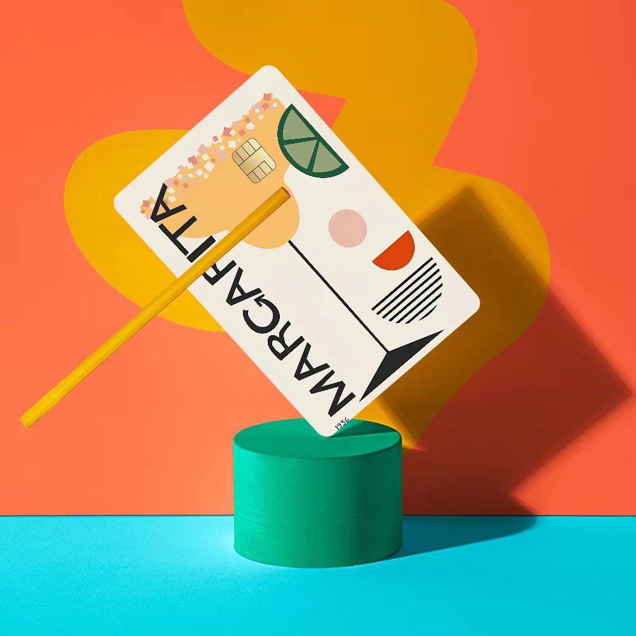 Aufkleber für Kreditkarten und Debitkarten mit Cartoon Fruchtsaft Mojito Aperol Spritz Design in Multicolour - Bild 2