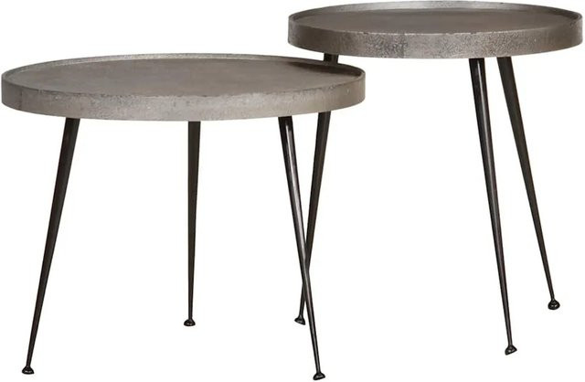 vidaXL Couchtisch Set aus 2 Stück in Silber und Schwarz aus Holzwerkstoff und Metall im Industrial-Design - Bild 1