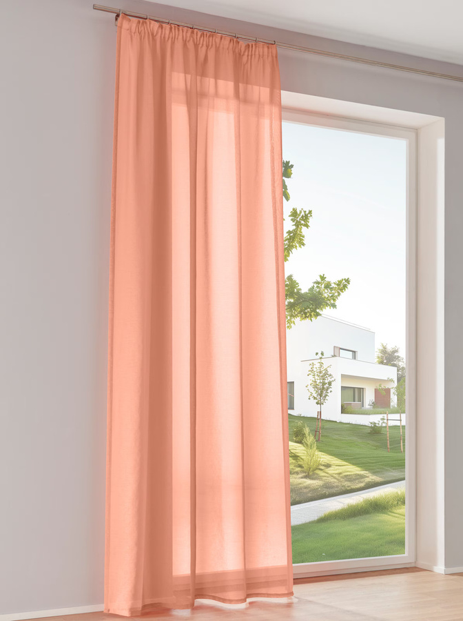 Dekostore halbtransparent aus Polyester in Papaya und Pink mit Rod-Pocket Design - Bild 1