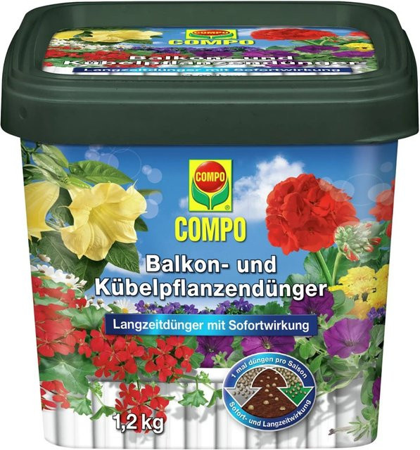 Compo Balkon- und Kübelpflanzendünger als Granulat für Balkonpflanzen, Grabbepflanzungen und Zitruspflanzen, 1,2 kg - Bild 1