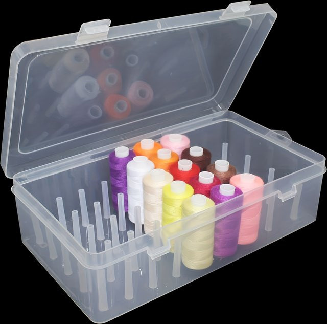 Transparente Aufbewahrungsbox zum Nähen und Stricken mit 42 Fächern aus Kunststoff für Nadeln und Fäden - Bild 1