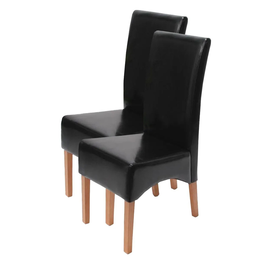 CHEFGASTRO Esszimmerstuhl 2er-Set gepolstert aus Leder und Kunstleder in Schwarz mit hellen Buchenholzbeinen, H x B x T: 102 x 44 x 54 cm, Sitzhöhe: 47 cm - Bild 2