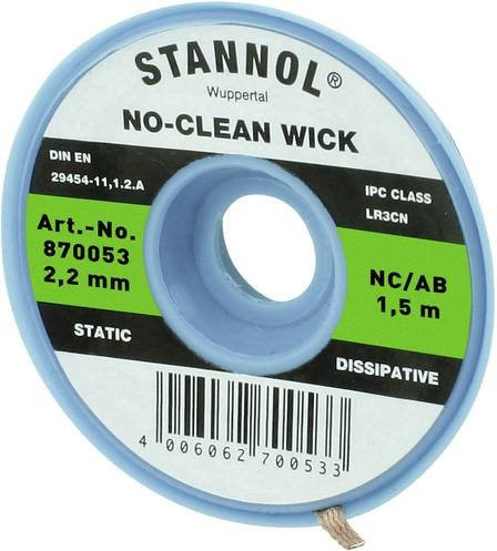 Stannol NC/AB Entlötlitze Silber, Breite: 2,2 mm, Länge: 1,5 m - Bild 1