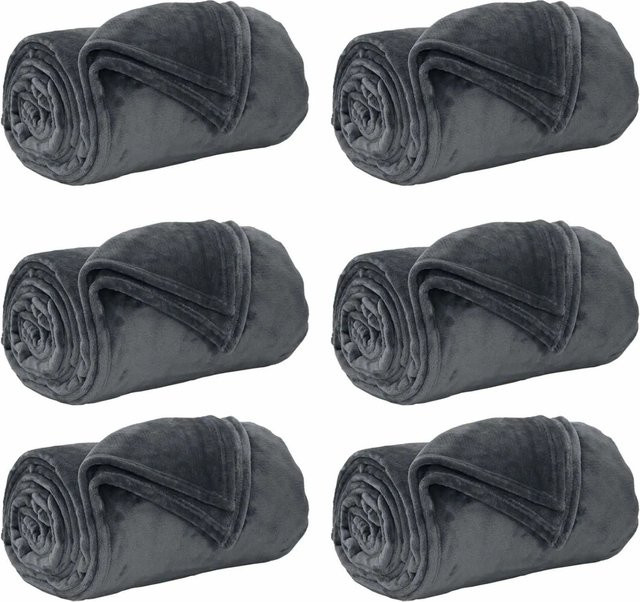 6er-Set vidaXL Wohndecken aus Fleece in Dunkelgrau, B/B: 130 x 150 cm - Bild 1