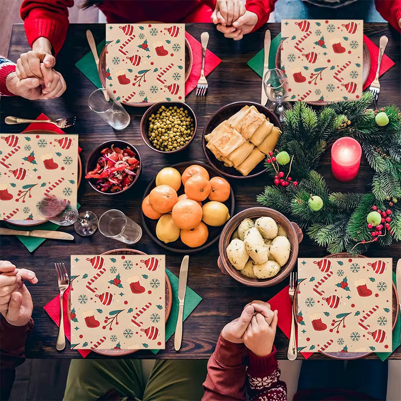 ZQNYCY Weihnachts-Einweg-Papierservietten und Taschentücher in Multicolor für Weihnachtsdekoration und Partyzubehör - Bild 2