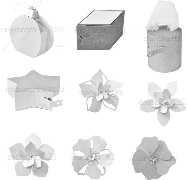 Piggy Craft Metall-Stanzformen 3D-Blumenbox-Serie für Scrapbook und Bastelarbeiten in Weiß - Bild 1