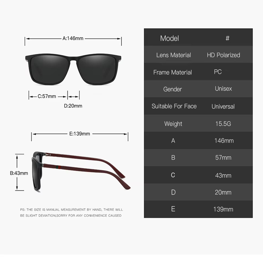 Ravenisa Square Sonnenbrille, Vollrand, Schwarz, Unisex, polarisiert - Bild 3