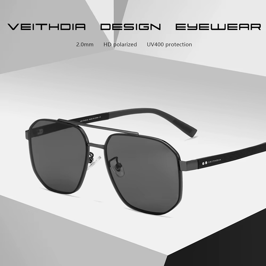 VEITHDIA 8280 Sonnenbrille, Vollrand, Square, Metall, polarisiert, Unisex - Bild 2
