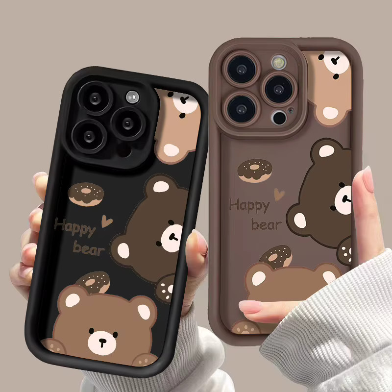 Bolomboy Handyhülle mit süßem Bären-Design aus weichem Flüssigsilikon für iPhone Modelle in Schwarz - Bild 1