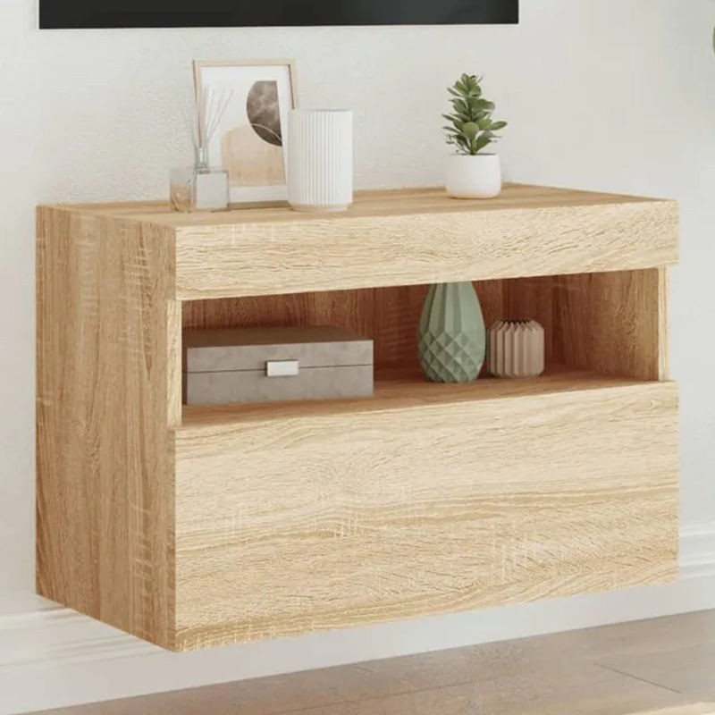 Vidaxl Wand-TV-Schrank mit LED in Eiche Natur, B/T/H: 60 x 40 x 40 cm - Bild 1