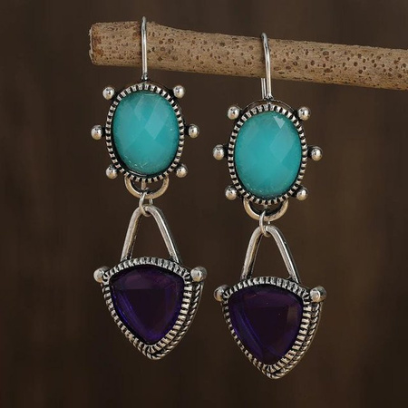 YIRAN Hängeohrringe, Kupfer, blau-violetter Zirkonia, Damen