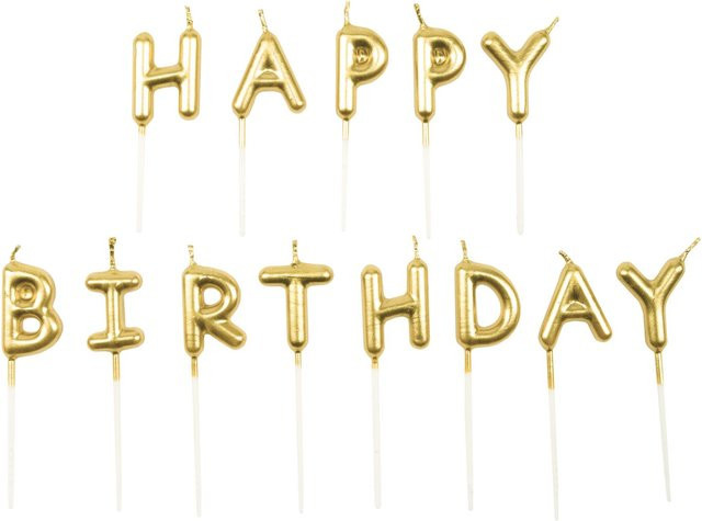 Rico Design Buchstaben-Kerzen Happy Birthday in Gold aus Paraffinwachs - Bild 1