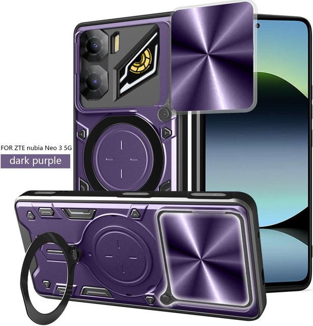 Schutzhülle für ZTE Nubia Neo 3 5G in Purple mit Ringständer und Linsenschutz - Bild 1