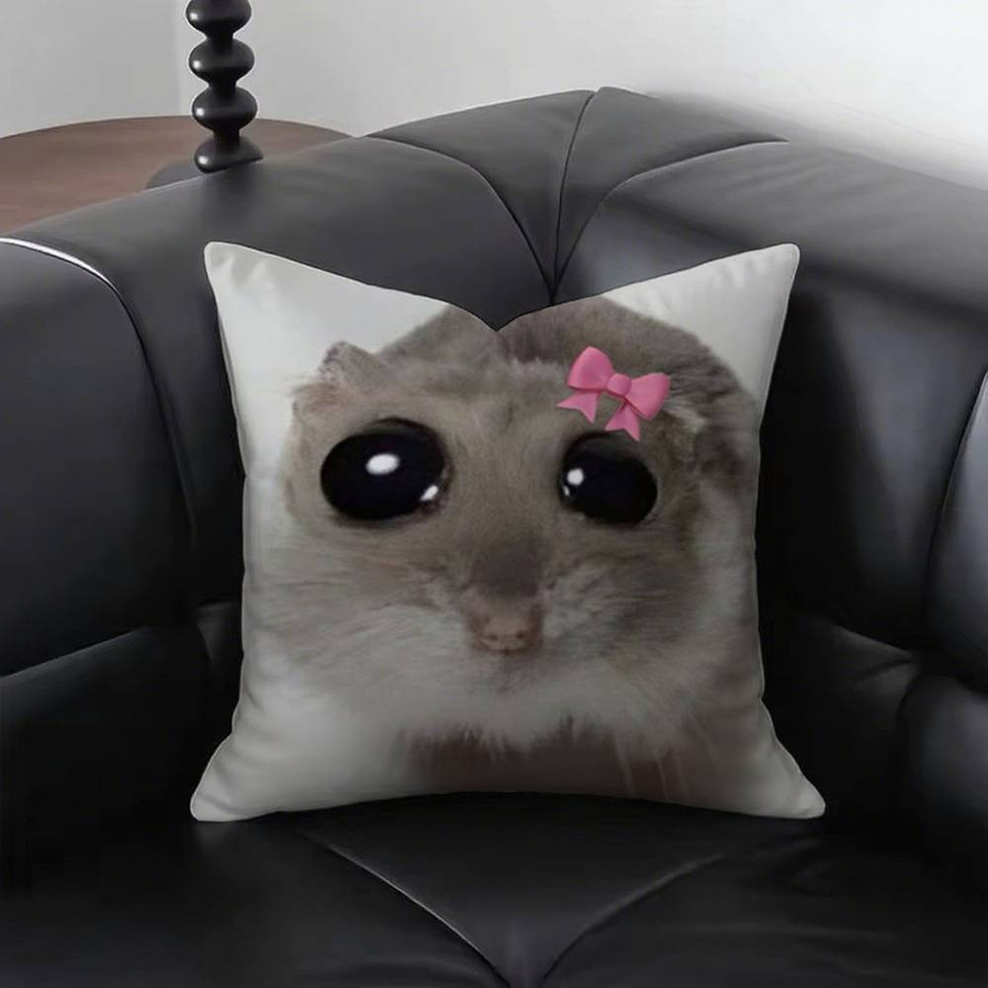 GUOYU HOMEDECOR Kissenbezug mit lustigem Hamster Meme Motiv, quadratisch, Multicolour, B/B/B: 40,64 x 40,64 x 40,64 cm - Bild 3