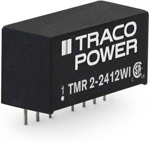 Traco Power TMR 2-4822WI DC/DC-Wandler, Print, Schwarz, 48 V/DC zu 12 V/DC und -12 V/DC, 85mA, 2W, 2 Ausgänge - Bild 1