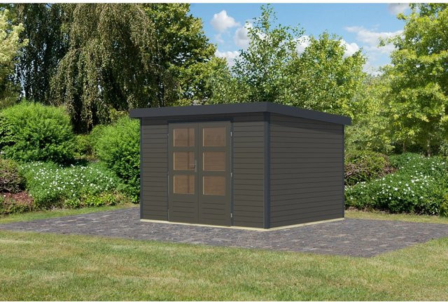 Karibu Gartenhaus Diego 5 B in Terragrau/Anthrazit mit modernem Metall-Holz-Design, B/T/H: 298 x 209 x 242 cm - Bild 1