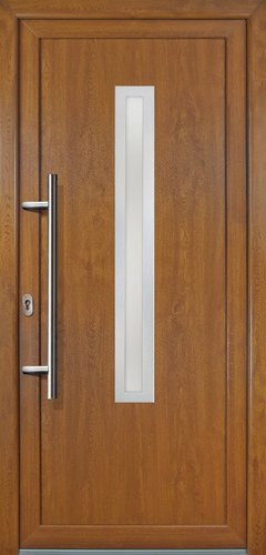 Meeth Kunststoff-Haustür Signum Exklusiv in Golden Oak mit satiniertem Glaseinsatz, nach innen öffnend, Höhe: 208,0 cm, Breite: 98,0 cm - Bild 1