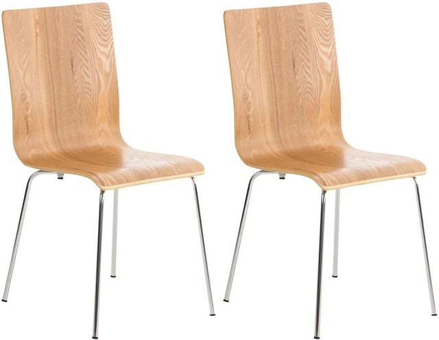 DELUKE 2er Set Besucherstuhl TUNIS Konferenzstuhl und Bürostuhl aus Holz in Eiche und Braun, B/T/H: 43 x 47 x 87 cm - Bild 1