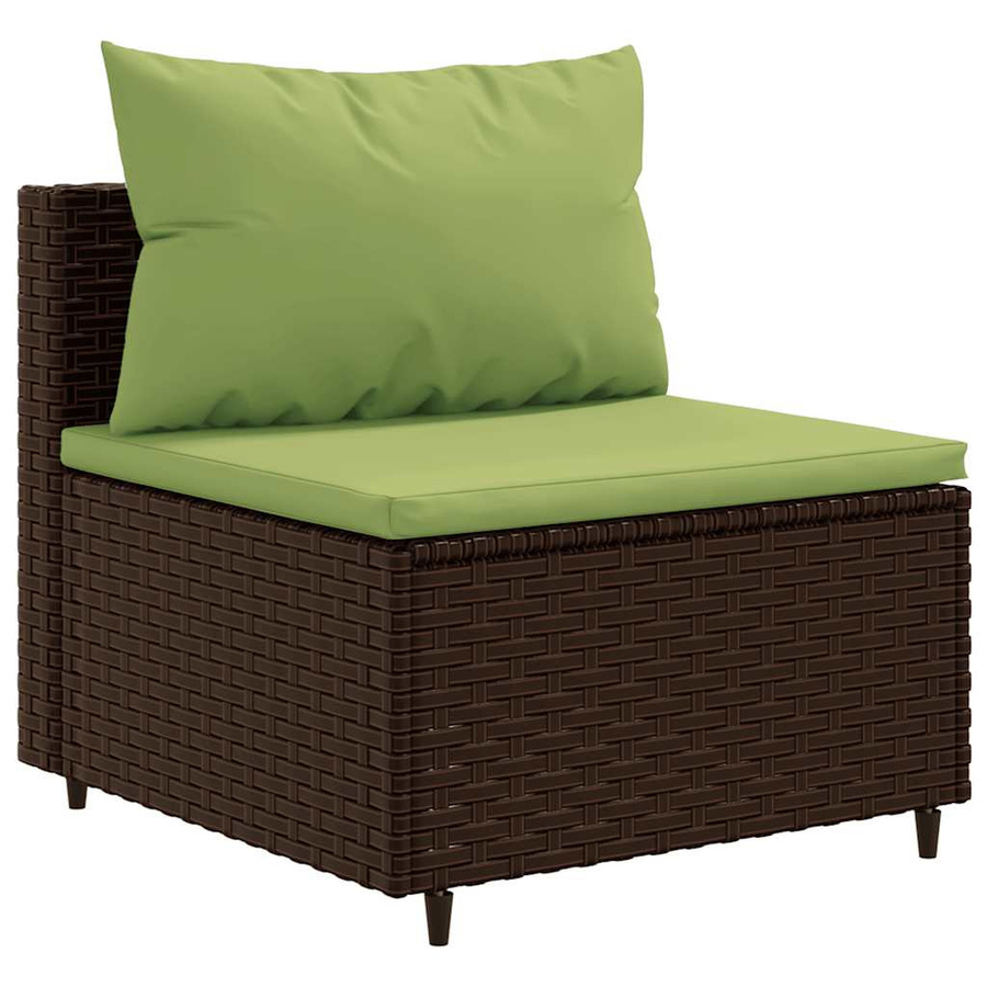 vidaXL 7-tlg. Garten-Lounge-Set in L-Form aus braunem PE-Rattan mit wetterfesten Kissen und pulverbeschichtetem Stahlgestell - Bild 4