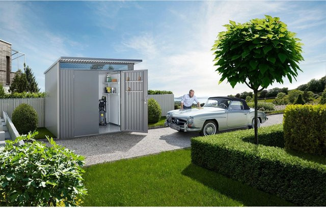 Biohort Gerätehaus AvantGarde mit Doppeltür und Satteldach in Quarzgrau-metallic, B/H/T: 257 x 217 x 257 cm - Bild 1
