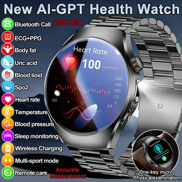 Yaocx Smartwatch für Männer und Frauen mit EKG, Herzfrequenzmessung, Blutdruck- und Harnsäure-Diagnose, wasserdicht, Farbe: Blau - Bild 1