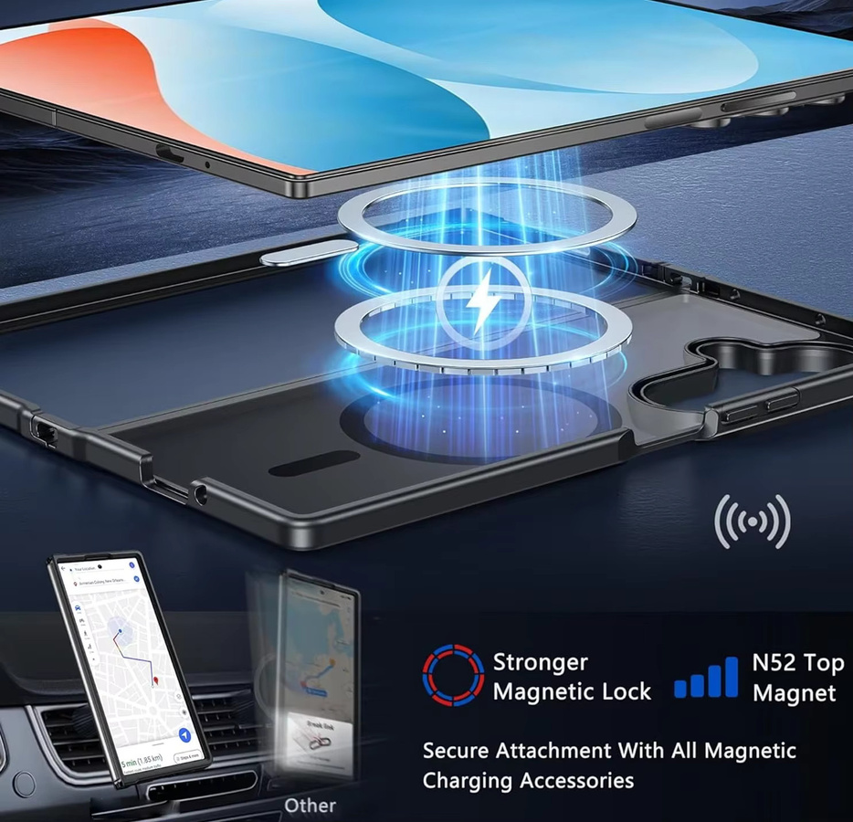UYUXIO Magnetische Schutzhülle für Samsung Galaxy Z Fold 7, transparente und schwarze kabellose Lade-Handyhülle, schlank und robust - Bild 2