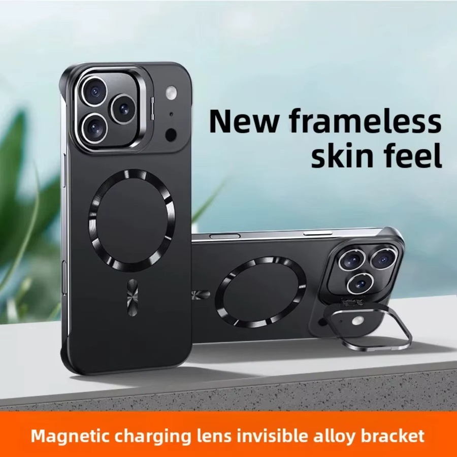 szHAIyu Rahmenlose Ultradünne Magnetische Handyhülle für iPhone 17 16 15 14 Pro Max mit MagSafe Unterstützung in Schwarz und Orange - Bild 6