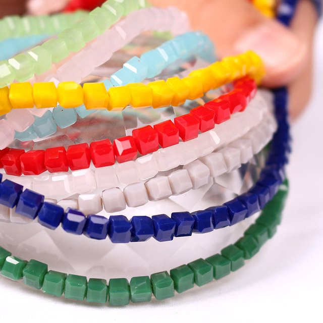 YUANZHIRUN Glas-Quadratperlen, Kristall, Bunt, Unisex - Bild 1