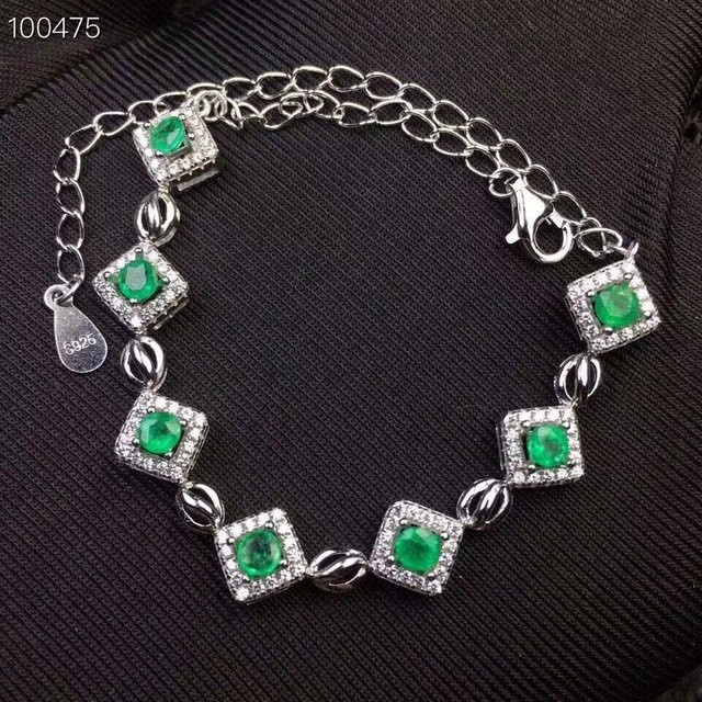 YIRAN Jewelry Armband, 925 Silber, Smaragd, Damen - Bild 1