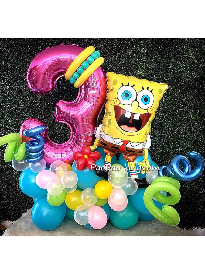 Potdemiel SpongeBob Schwammkopf Folienballons-Set für Kindergeburtstag und Party-Dekoration, Mehrfarbig - Bild 3