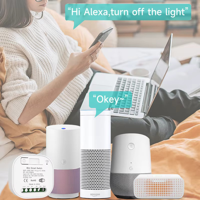 Hococa Tuya Smart WLAN Kabelloser Schalter RF433, Wasserdicht und Batteriefrei, Weiß - Bild 3