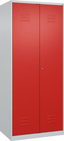 C+P Putzmittel-Spind Classic PLUS mit 2 Abteilen und Zylinderschloss in Lichtgrau und Verkehrsrot, B/T/H: 185 x 80 x 50 cm - Bild 1