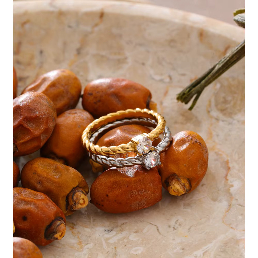 Yhpup Edelstahl-Ring, Gold, Zirkonia, Damen - Bild 1