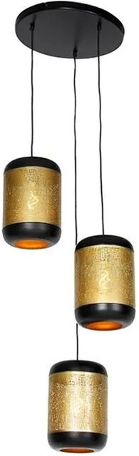 QAZQA Vintage Hängelampe Kayleigh, rund, 3-flammig, Schwarz und Messing, E27, B/T/H: 40 x 40 x 150 cm - Bild 1